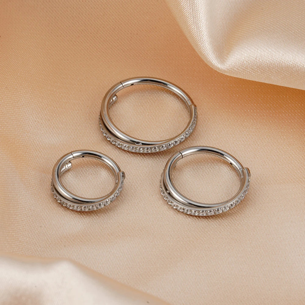 Right Grand Implant Grade Titanium Hinged Seamless Earrings Clicker Hoop Ring for Cartilage Helix Rook Septum Daith Tragus Conch