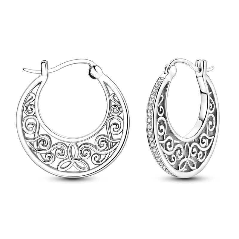 Original 925 Sterling Silver Hoop Earrings Women's Fashion Jewelry Butterfly Iris Lily of the Valley Tulip Flower Luxury Earring