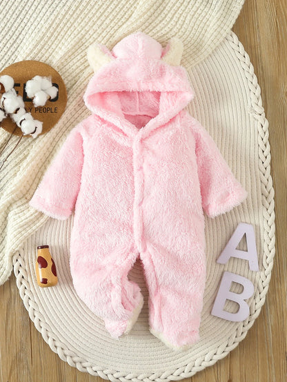 Newborn Baby Rompers Spring Autumn Warm Fleece Baby Boys Costume Baby Girls Clothing Animal Baby Pajamas Hooded Jumpsuits 0-1Y
