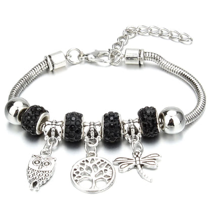 Charm Bracelet & Bangles Jewelry 6 Color Clay Zircon Ball Crown key lock Shape Beads Bracelets For Women Girl Friendship Gift