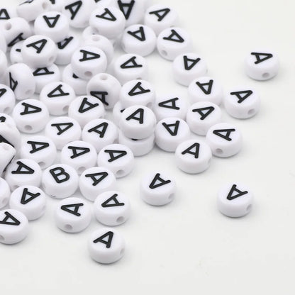 50/100/200pcs/lot 7x4mm White Round A-Z Alphabet Letter Acrylic Loose Spacer Beads for Jewelry Making Diy Bracelet Accessories
