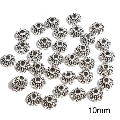 50pcs Tibetan Antique Silver Color Gold Leaf Flower Bead End Caps For Jewelry Making Needlework Spacer Bead Caps DIY Accessories