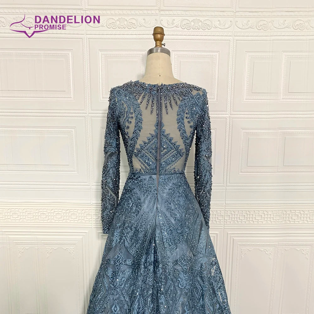 Luxury Handmade  Beading Long Sleeve Celebrity Dresses 2020 Dubai Arabic Muslim Elegant Lace Formal Evening Party Gown
