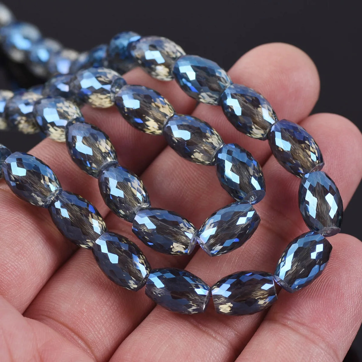 10pcs 12x8mm Oval Cylinder Faceted Cut Crystal Glass Loose Crafts Beads for Jewelry Making DIY