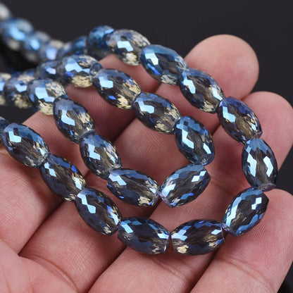 10pcs 12x8mm Oval Cylinder Faceted Cut Crystal Glass Loose Crafts Beads for Jewelry Making DIY