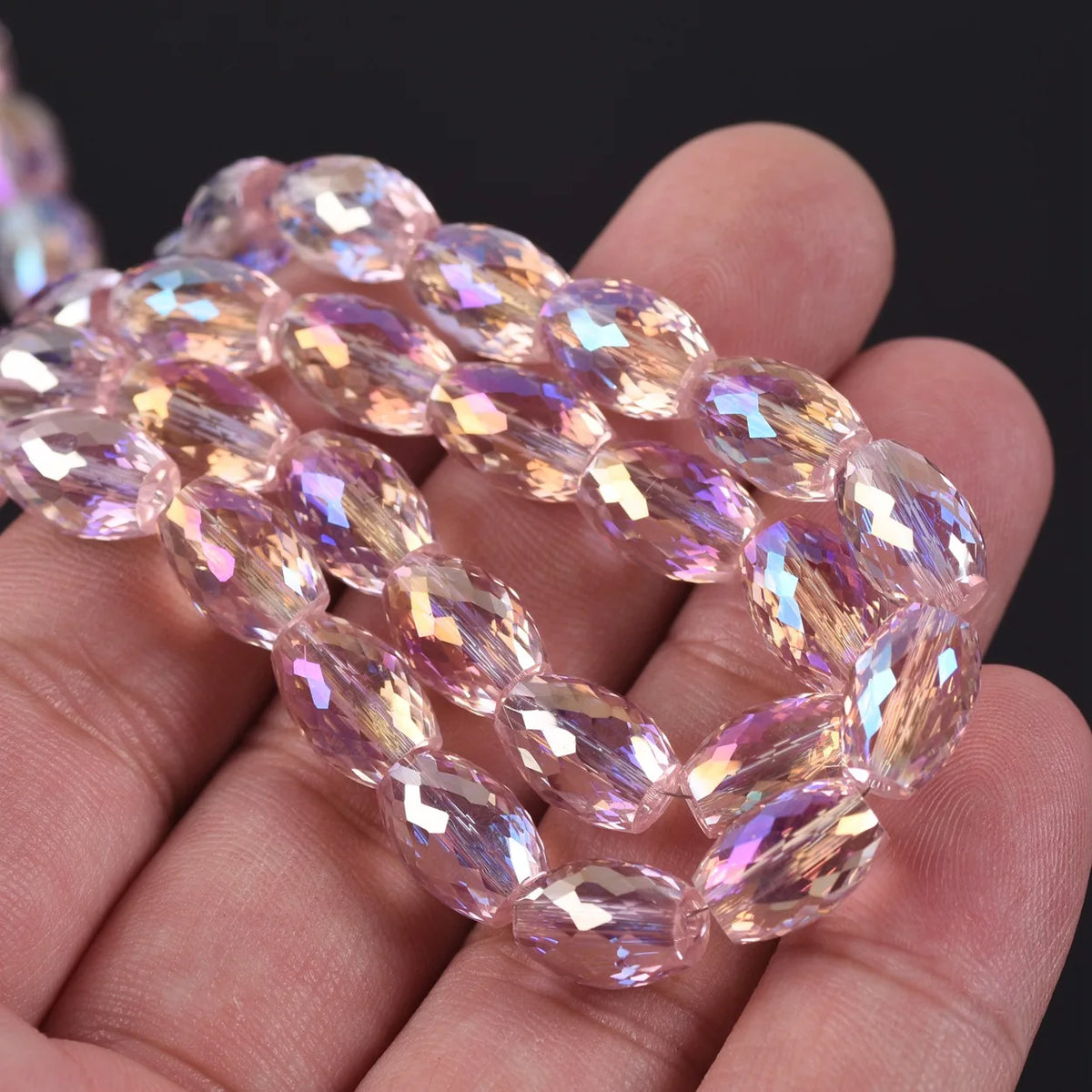 10pcs 12x8mm Oval Cylinder Faceted Cut Crystal Glass Loose Crafts Beads for Jewelry Making DIY