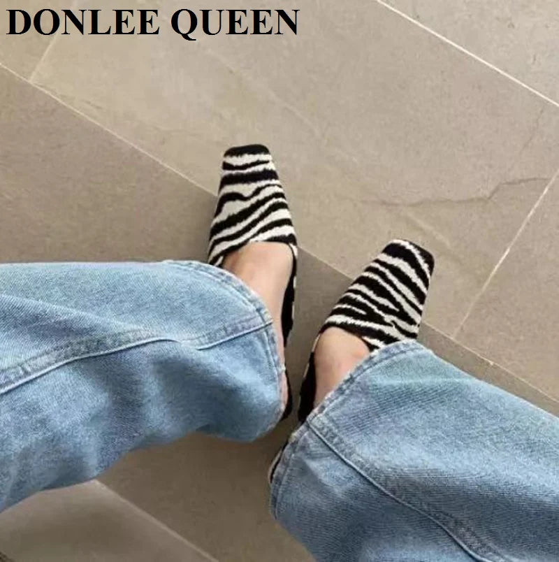 Women's Square-Toe Low-Heel Mules