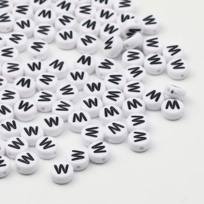50/100/200pcs/lot 7x4mm White Round A-Z Alphabet Letter Acrylic Loose Spacer Beads for Jewelry Making Diy Bracelet Accessories