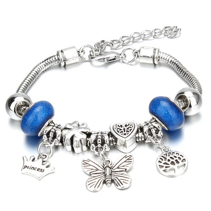 Charm Bracelet & Bangles Jewelry 6 Color Clay Zircon Ball Crown key lock Shape Beads Bracelets For Women Girl Friendship Gift