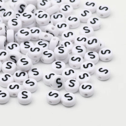 50/100/200pcs/lot 7x4mm White Round A-Z Alphabet Letter Acrylic Loose Spacer Beads for Jewelry Making Diy Bracelet Accessories