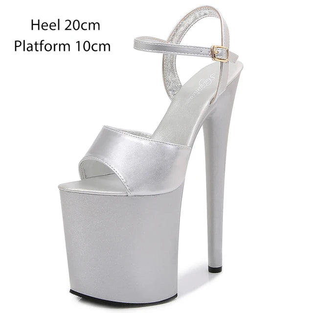 Naked Color Dress Party Shoes Women Sexy Show Sandals 15 17 20 CM High Heels Platform Sandals Girls Shoe Party Club Plus Size 43