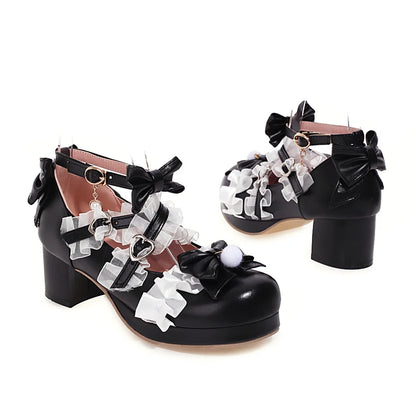 Cross-Strap Bow-Detail Mary Jane Heels