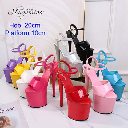 Naked Color Dress Party Shoes Women Sexy Show Sandals 15 17 20 CM High Heels Platform Sandals Girls Shoe Party Club Plus Size 43