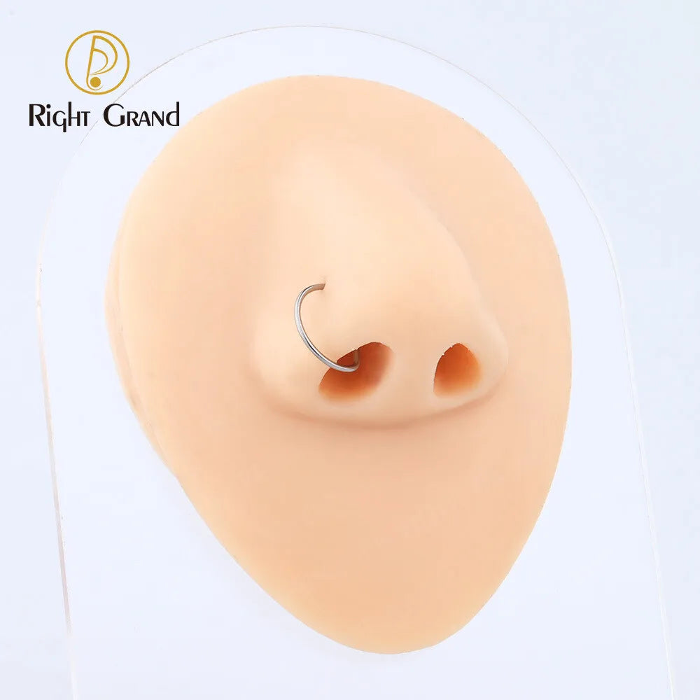 5pcs/lot Right Grand ASTM F136 Titanium 20G Open D Shape Nose Ring Hoop Tragus Cartilage Retainer Body Piercing Jewelry 8MM 10MM