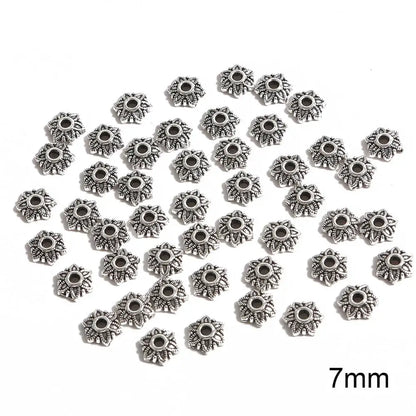 50pcs Tibetan Antique Silver Color Gold Leaf Flower Bead End Caps For Jewelry Making Needlework Spacer Bead Caps DIY Accessories