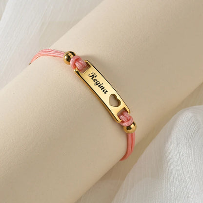 Letdiffery Customized Heart Star Moon Red String Bracelets For Lovers Stainless Steel Engrave Name Date Custom Women Jewelry