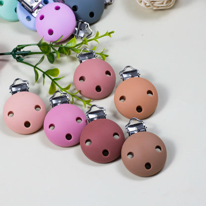 10 PCS 35 MM Round Silicone Clips BPA Free Baby Teething Teether Necklace Accessories Infant Pacifier Holder Chain Nipple DIY