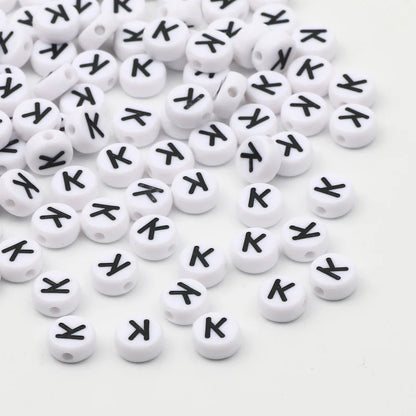 50/100/200pcs/lot 7x4mm White Round A-Z Alphabet Letter Acrylic Loose Spacer Beads for Jewelry Making Diy Bracelet Accessories