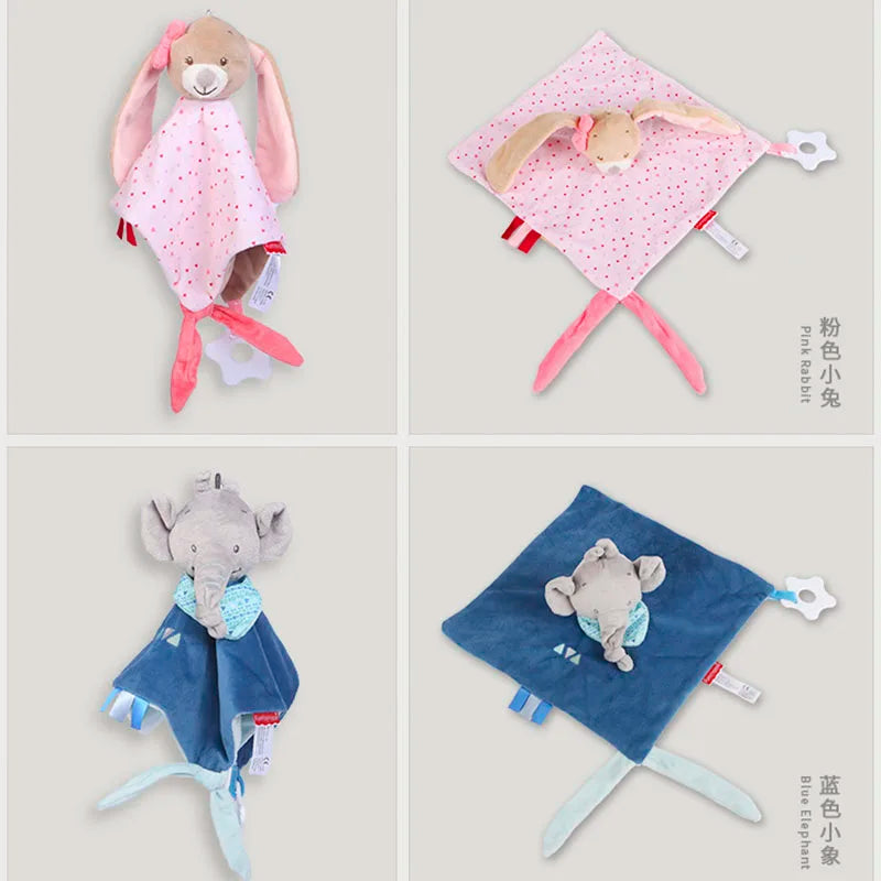 Baby Towels Newborn Baby Comforter Soothe Appease Towel Animal Rabbit Plush Dolls Soft Security Rattles Bed Bell Saliva Towel