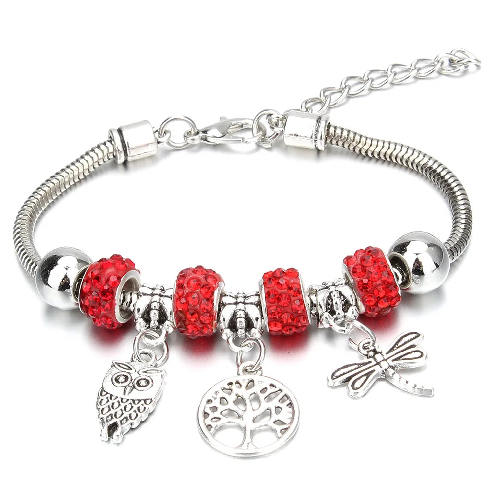 Charm Bracelet & Bangles Jewelry 6 Color Clay Zircon Ball Crown key lock Shape Beads Bracelets For Women Girl Friendship Gift