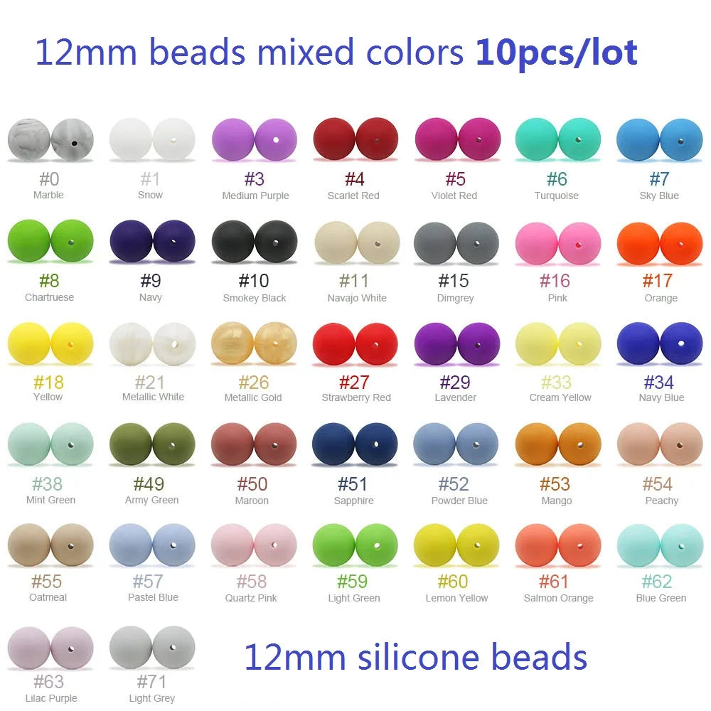 Cute-idea 10pcs/Lot Silicone Beads Teether Pacifier Nursing Chain Food Grade Teething Handmade Chewable Accessory Baby Product