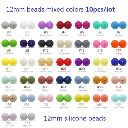 Cute-idea 10pcs/Lot Silicone Beads Teether Pacifier Nursing Chain Food Grade Teething Handmade Chewable Accessory Baby Product