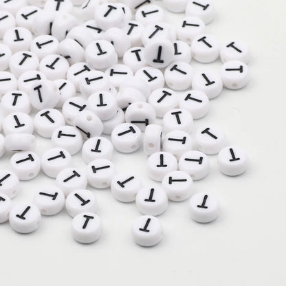 50/100/200pcs/lot 7x4mm White Round A-Z Alphabet Letter Acrylic Loose Spacer Beads for Jewelry Making Diy Bracelet Accessories