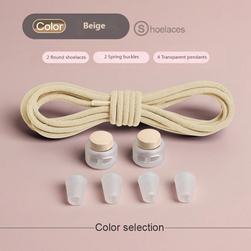 Spring Lock Shoelaces Without ties Elastic laces Sneakers Kids Adult Quick Shoe laces Rubber Bands Round No tie Shoeace Shoes