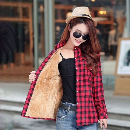 2026 Brand Winter Warm Women Velvet Thicke Plaid Shirt Style Coat Jacket Women Clothes Tops Female Casual Jacket Outerwear