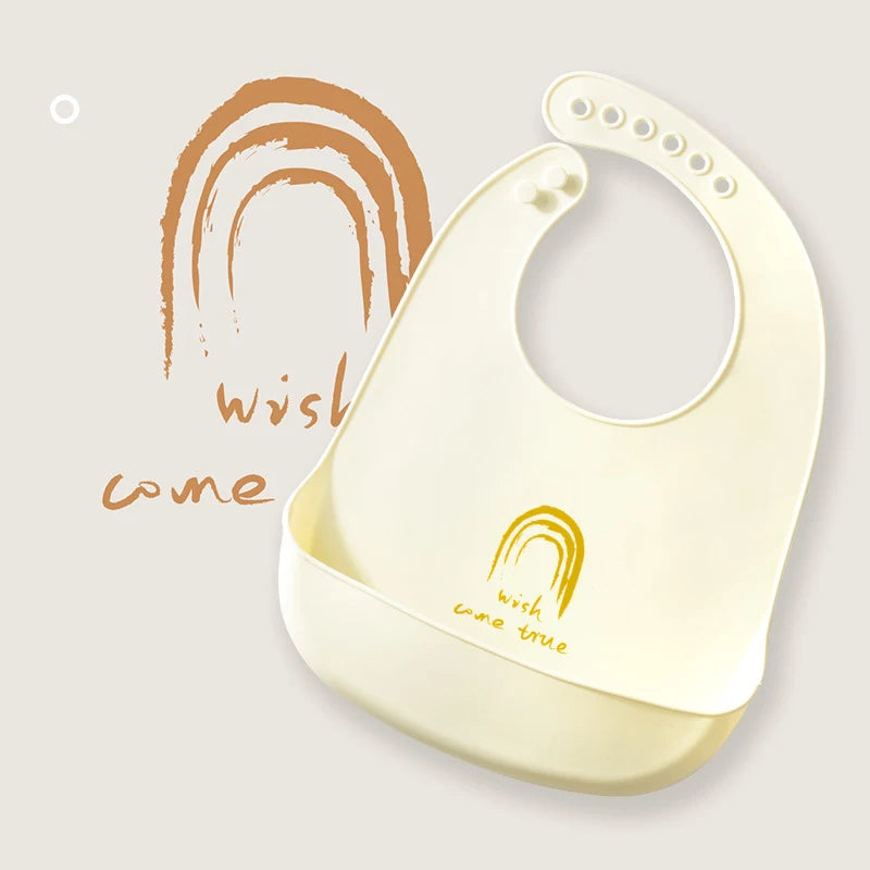 2021 Cute Baby Bibs Waterproof Silicone Bib Feeding Infant Newborn Cartoon Apron ToddlerX Adjustable Bib Burp Cloths with Pocket