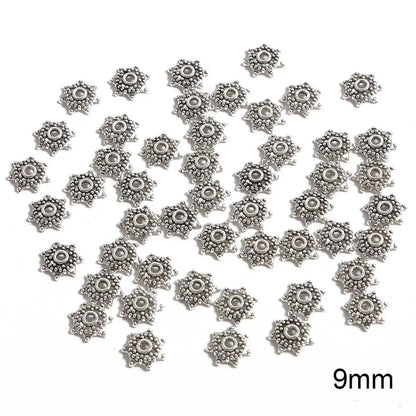 50pcs Tibetan Antique Silver Color Gold Leaf Flower Bead End Caps For Jewelry Making Needlework Spacer Bead Caps DIY Accessories