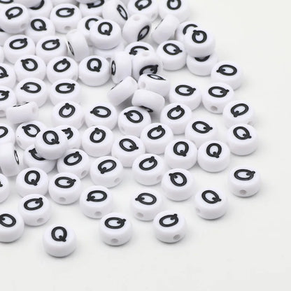 50/100/200pcs/lot 7x4mm White Round A-Z Alphabet Letter Acrylic Loose Spacer Beads for Jewelry Making Diy Bracelet Accessories