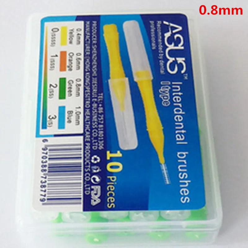 Oral Care Push-Pull Interdental Brushes Orthodontic Wire Toothbrush Imported Caliber 0.4-1.0mm Free Shipping 10pcs/box Brushes
