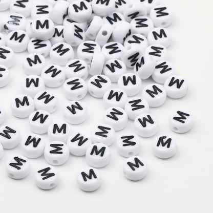 50/100/200pcs/lot 7x4mm White Round A-Z Alphabet Letter Acrylic Loose Spacer Beads for Jewelry Making Diy Bracelet Accessories