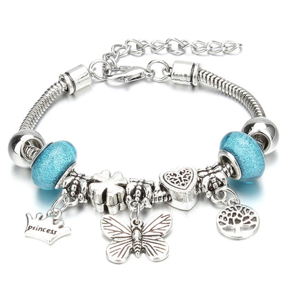 Charm Bracelet & Bangles Jewelry 6 Color Clay Zircon Ball Crown key lock Shape Beads Bracelets For Women Girl Friendship Gift