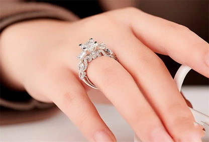 Vintage Princess cut Lab Diamond Ring 925 sterling silver Engagement Wedding band Rings for Women Bridal Fine Party Jewelry
