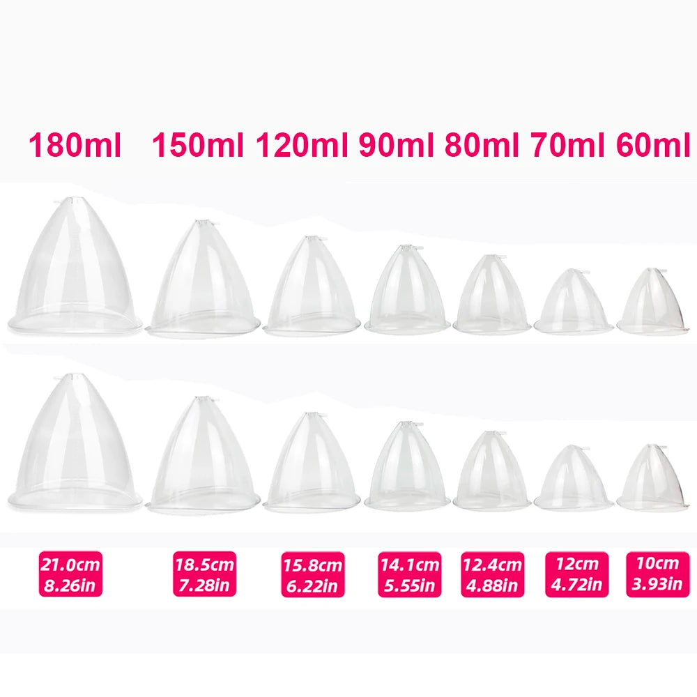Vacuum Breast Lifting Cups Kit 6 Pairs Nozzle Body Massage Cupping Ass Hip Buttocks Lift Up Enlarger Enlargement Body Shaping