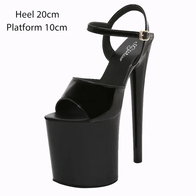 Naked Color Dress Party Shoes Women Sexy Show Sandals 15 17 20 CM High Heels Platform Sandals Girls Shoe Party Club Plus Size 43