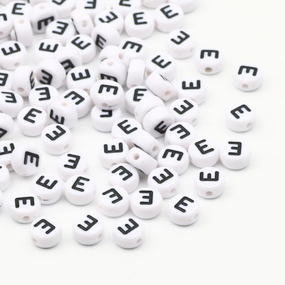 50/100/200pcs/lot 7x4mm White Round A-Z Alphabet Letter Acrylic Loose Spacer Beads for Jewelry Making Diy Bracelet Accessories