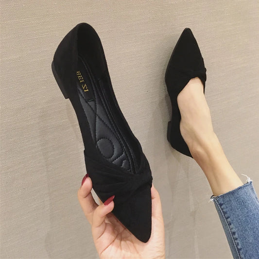 Basic Women Flats Black Flats for Women Dressy Comfort Ballet Foldable Flats Small Size 33 34 Big Size 45 46 Pointed Toe Slipons