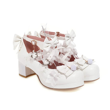 Cross-Strap Bow-Detail Mary Jane Heels