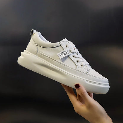 Large Size Autumn Winter New Women's Shoes Leather Light Platform White Shoes Spring Breathable Sports Ladies Flat Casual Shoes
