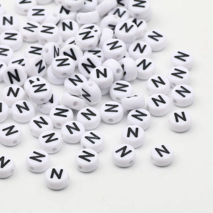 50/100/200pcs/lot 7x4mm White Round A-Z Alphabet Letter Acrylic Loose Spacer Beads for Jewelry Making Diy Bracelet Accessories
