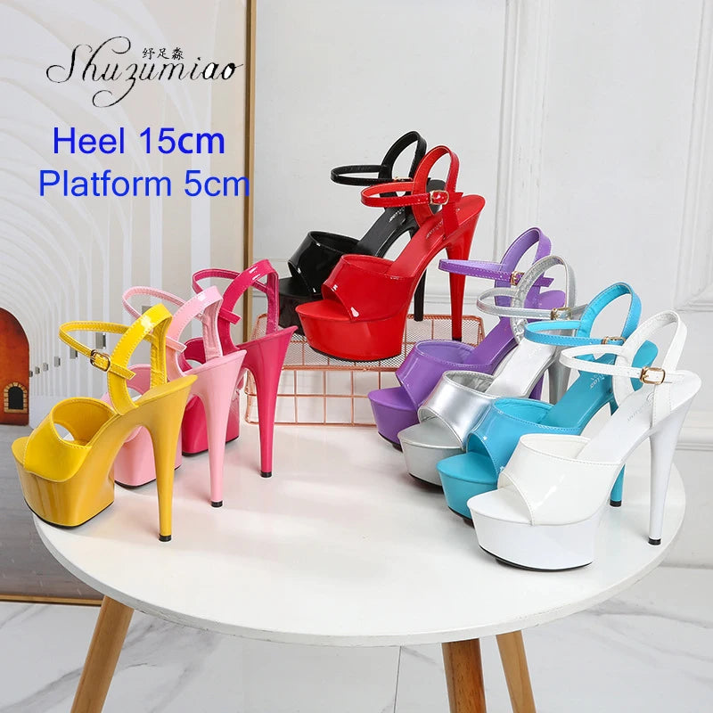 Naked Color Dress Party Shoes Women Sexy Show Sandals 15 17 20 CM High Heels Platform Sandals Girls Shoe Party Club Plus Size 43