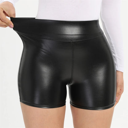 Sexy Black PU Casual Fashion Summer Shorts Women Clothing Goth Faux Leather High Waisted Womens Shorts Y2K Hot Woman Short Pants