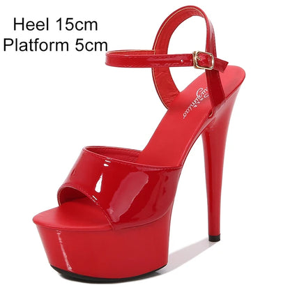 Naked Color Dress Party Shoes Women Sexy Show Sandals 15 17 20 CM High Heels Platform Sandals Girls Shoe Party Club Plus Size 43