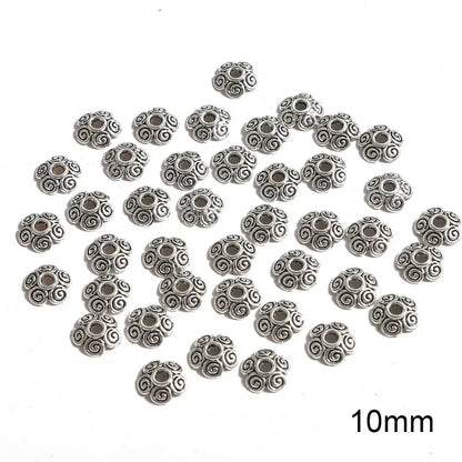 50pcs Tibetan Antique Silver Color Gold Leaf Flower Bead End Caps For Jewelry Making Needlework Spacer Bead Caps DIY Accessories