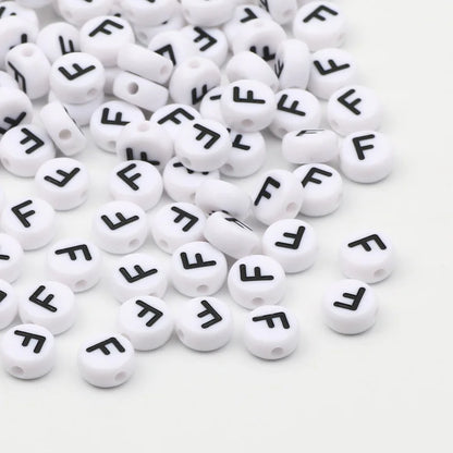 50/100/200pcs/lot 7x4mm White Round A-Z Alphabet Letter Acrylic Loose Spacer Beads for Jewelry Making Diy Bracelet Accessories