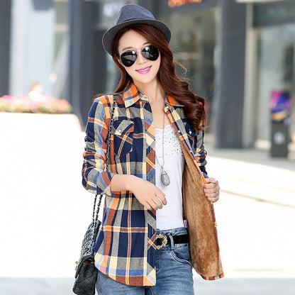 2026 Brand Winter Warm Women Velvet Thicke Plaid Shirt Style Coat Jacket Women Clothes Tops Female Casual Jacket Outerwear