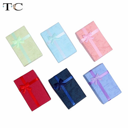 12PCS/lot Assorted Colors Ring Necklace Set Box Trinket Box Necklace Case Earrings Holder 5*8 Packaging Gift Box